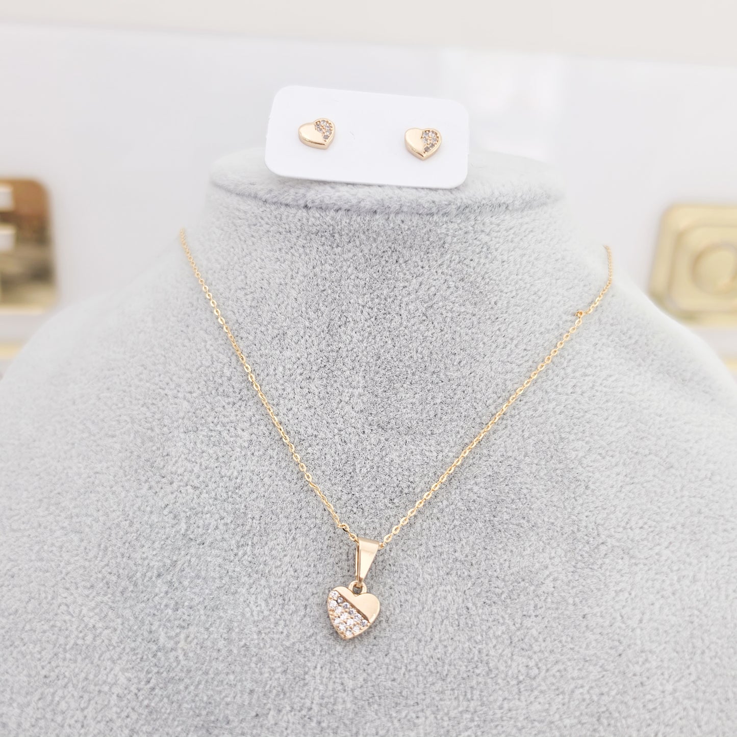 Juego corazon oro laminado