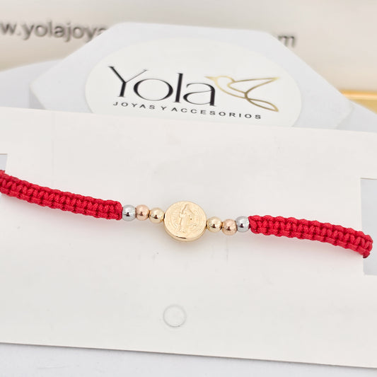 Pulsera tejida San Benito  oro laminado