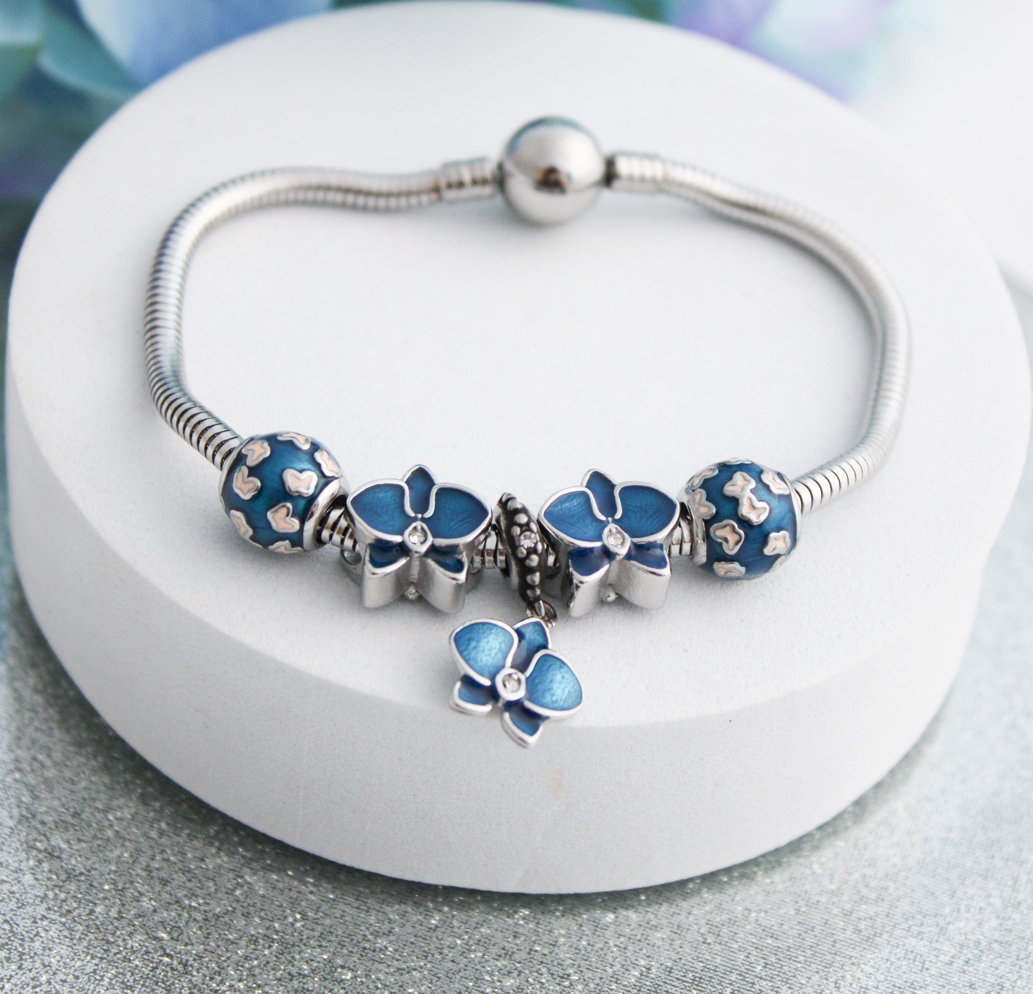 Pulsera acero flor