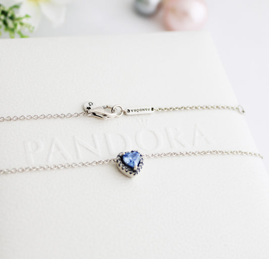 Collar Corazón Cristal Azul