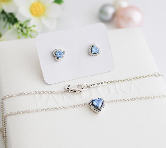 Juego Corazón Cristal Azul