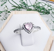 Anillo Cristal Corazón Rosa