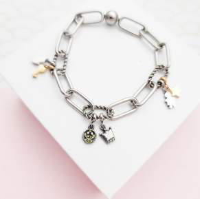 Pulsera con detalle carita feliz acero