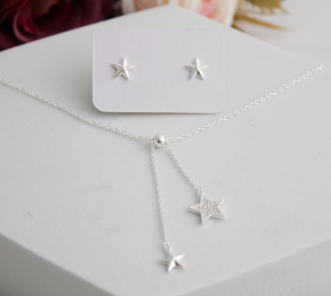 Juego Collar y Arete Estrellas