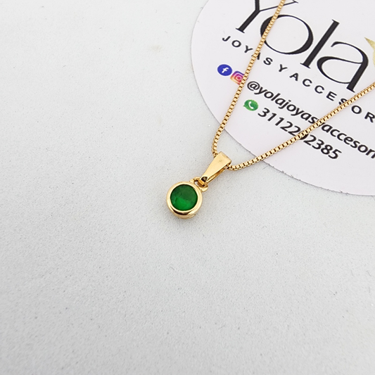 Collar Oro laminado  Verde