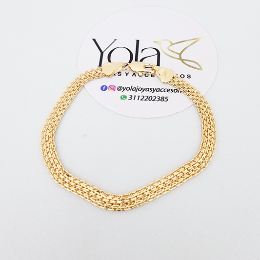 Pulsera Oro Laminado Tejido Chino