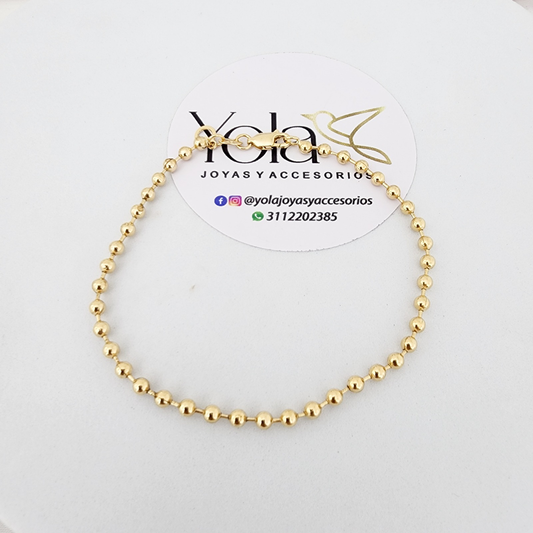 Pulsera Oro Laminado Tejido Bolas