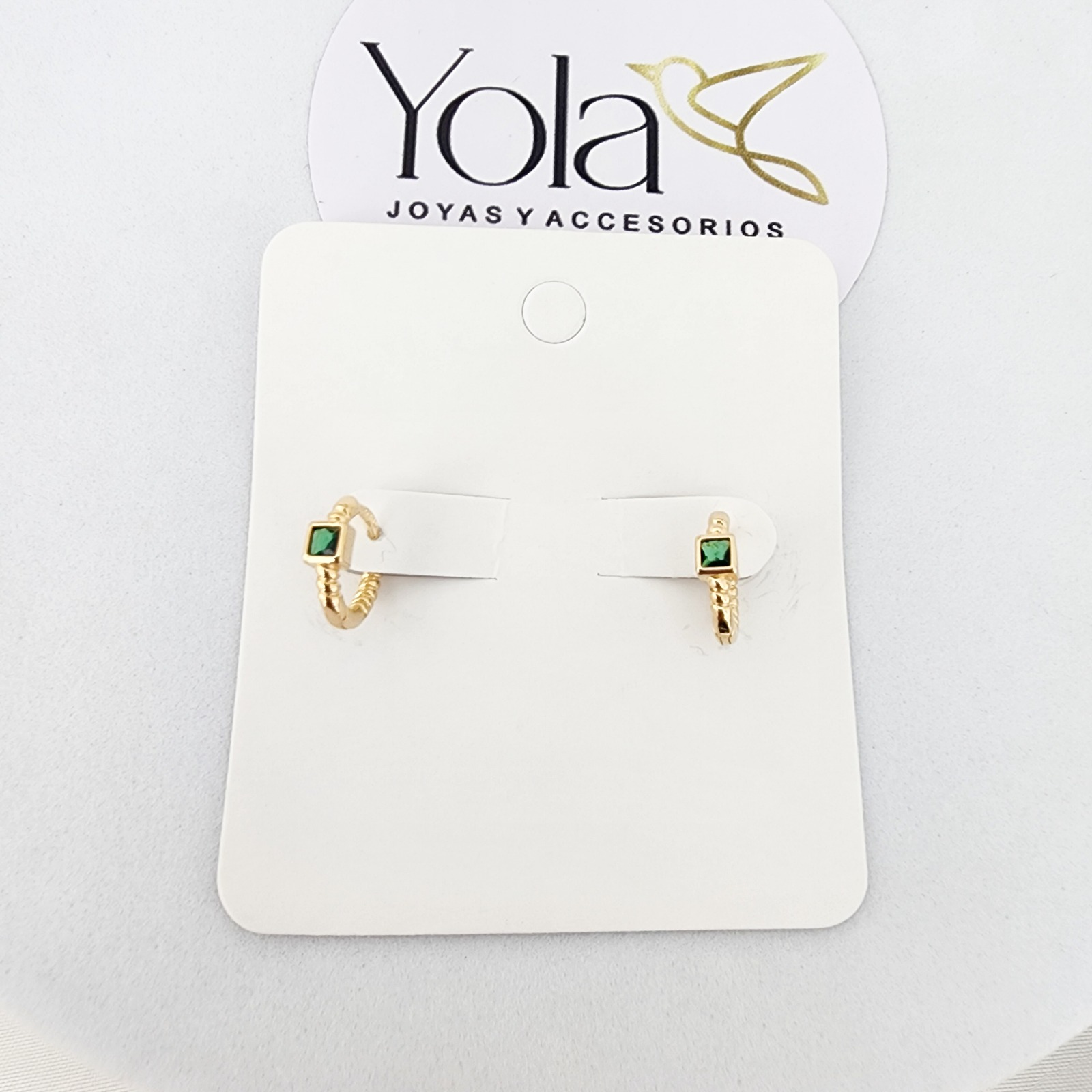 Candonga Oro Laminado Cristal Verde Pequeño