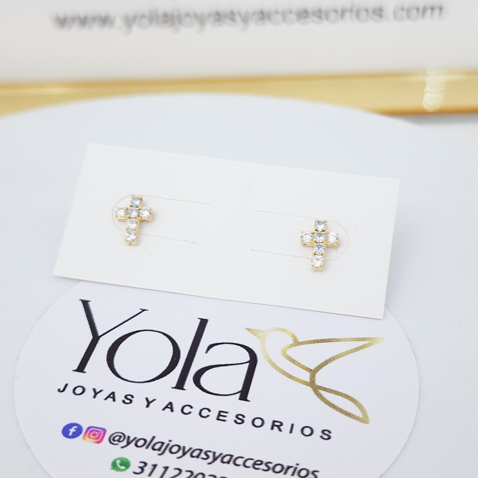 Topos Oro Laminado Cristal Cruz