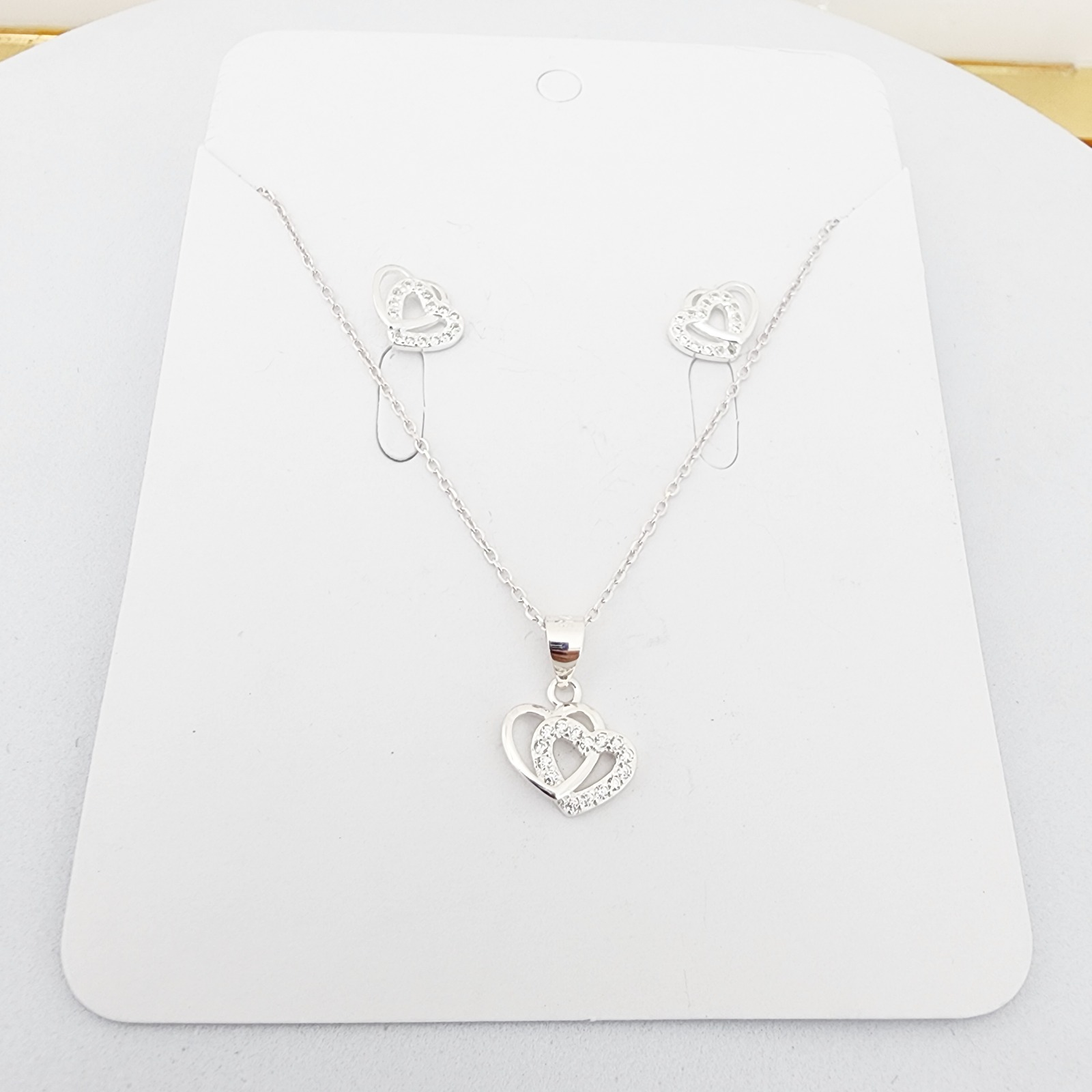 Juego Collar y Arete Corazones