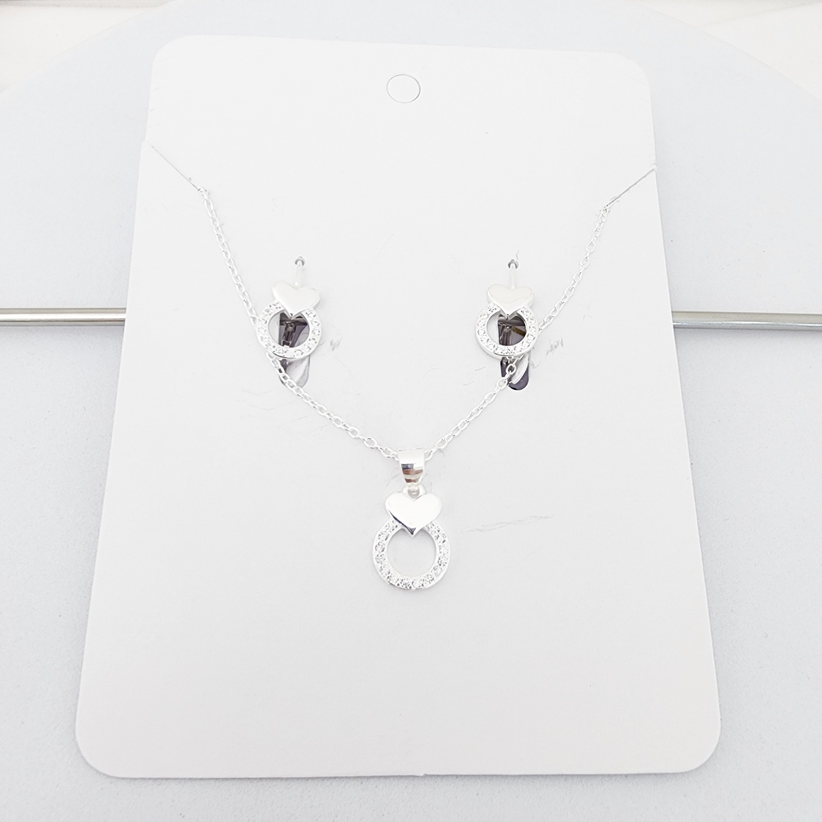 Juego Collar y Arete Corazones