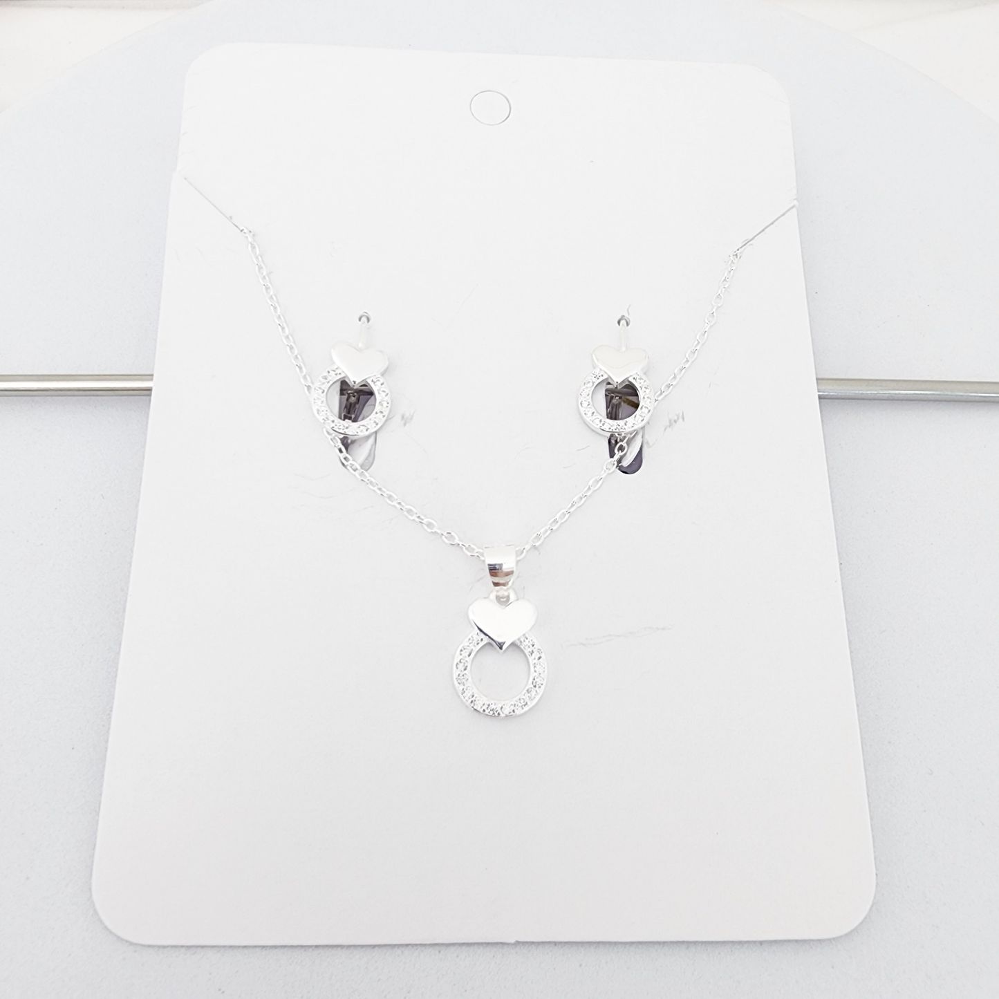 Juego Collar y Arete Corazones