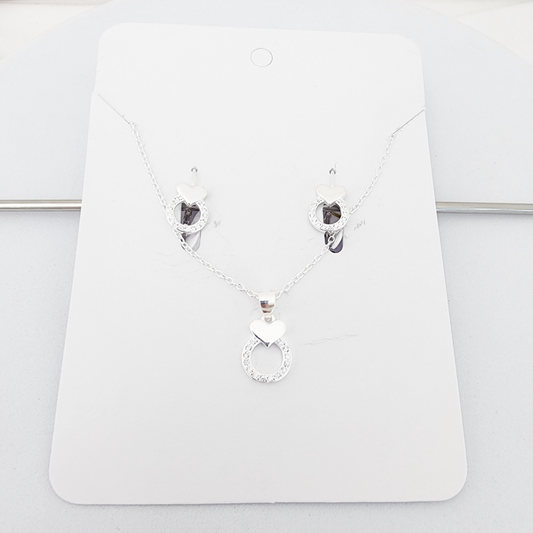 Juego Collar y Arete Corazones