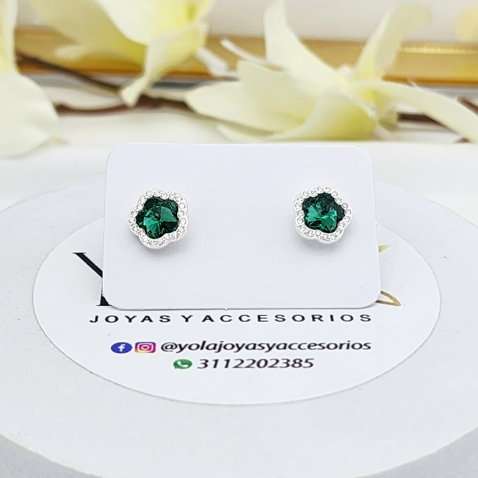 Topo Flor Cristal Verde